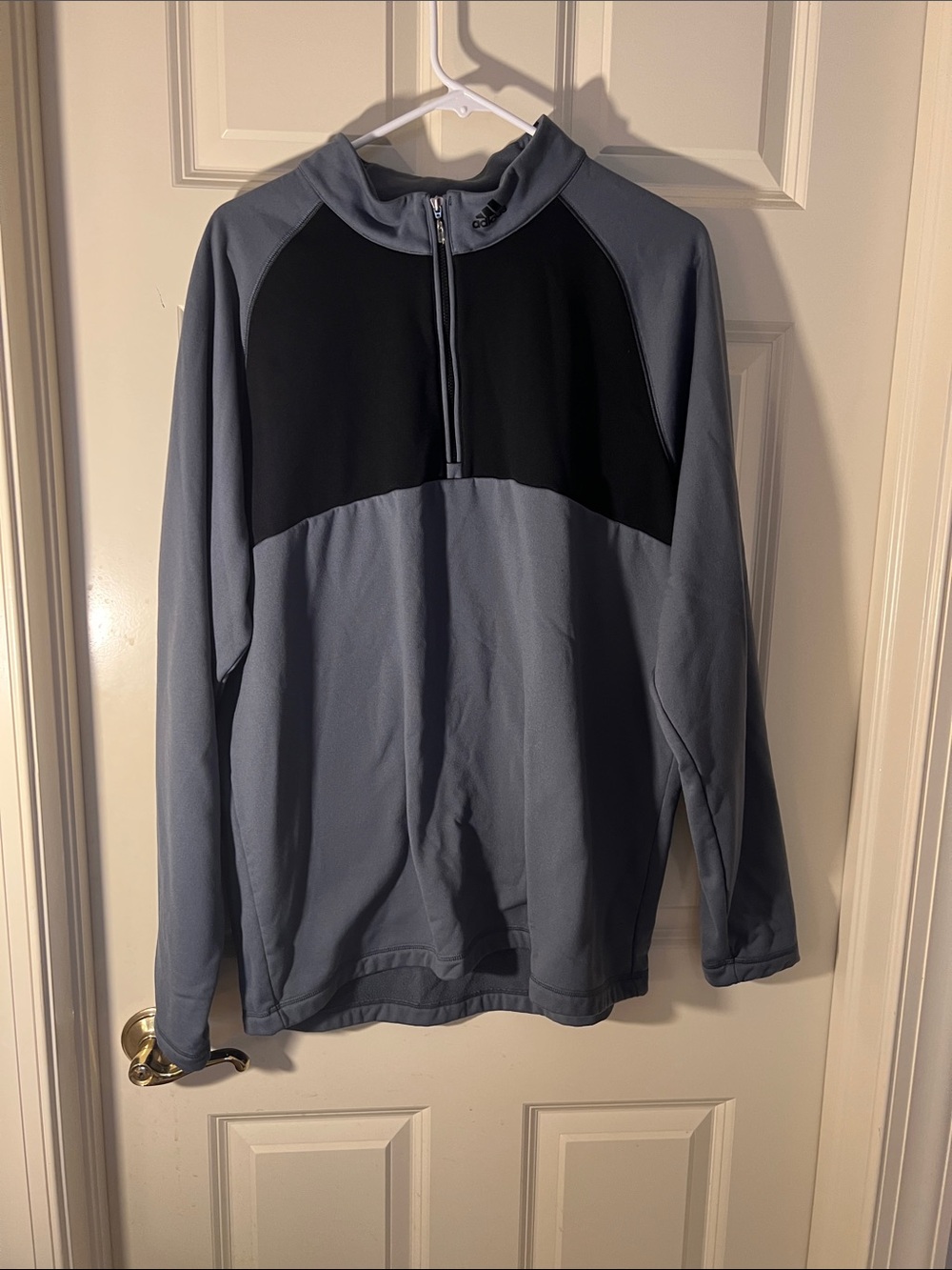 adidas Black and Light Blue Zip-Front Track Top
